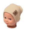 Baby Nellys Rebrovaná dvojvrstvová čiapka s lemom - béžová, veľ. 80/86 Baby Nellys