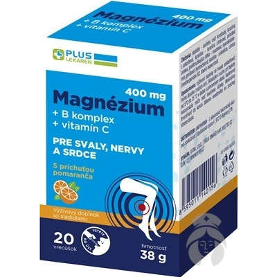 Plus Lekáreň Magnézium 400 mg+B komplex+vitamín C vrecúška 20 ks