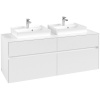 VILLEROY & BOCH Collaro závesná skrinka pod dve umývadlá na dosku, 4 zásuvky, 1400 x 500 x 548 mm, White Matt, C07600MS