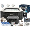 Štvorcový nafukovací hydromasážny bazén Intex 1098 l (Nafukovacia hydromasážna vírivka Pure Spa Intex 28452 6 osôb + generátor chlóru)