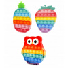 Antistresový maskot Midex Push Bubble Pop It, jahoda (JAHODA ANANÁSOVÁ SOVA POP IT SENSORY ANTISTRESOVÁ SÚPRAVA 3 HRAČIEK)