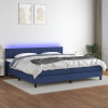 Box spring postel s matrací a LED modrá 200x200 cm textil 3133347