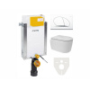 Mereo WC set - Rimless WC oblé, modul na zamurovanie, biele oválne tlačidlo MM01SETRA