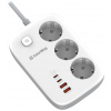 ColorWay Predlžovací napájací kábel ColorWay/ 3x Schuko/ 2x USB-A 60W/ 2x USB-C 65W/ 2 m kábel