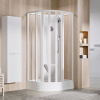 Ravak Štvrťkruhový sprchový box posuvný šesťdielny ASBKP6 80x80, biela+transparent (4 diely)