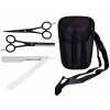 Barberská/kadernícka sada: nožnice, britva na holenie, zastrihávač