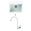 Alveus ATROX 30 SET kuchynský granit. drez so sifón. 59x50 + batéria ARC 110 - White/Chróm ATROX30G11+ARC11011