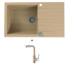 Alveus CADIT 40 SET kuchynský granit. drez so sifónom 86x50 + batéria SIROS - Beige/Chróm CADIT40G55+SIROS55