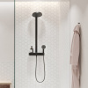 HANSGROHE Pulsify S Showerpipe nástenný sprchový systém s termostatom ShowerTablet Select 400, horná sprcha 2jet priemer 260 mm, ručná sprcha 3jet, matná čierna, 24240670