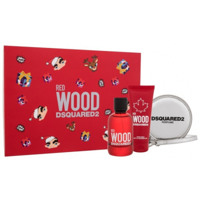Dsquared2 Red Wood SET: Toaletná voda 100ml + Sprchovací gél 100ml + Kozmetická taška pre ženy