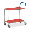 Prepravní vozík KM, zinkovaný, 2 police-červená, nosnosť 150 kg, 850x435mm, 4 kolieska PP, brzda