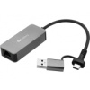 Sandberg USB-C/A síťový adaptér 2.5 GbE RJ45, hliník, 15 cm