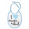 Baby Nellys Nepremokavý podbradník I love mom & dad, 24 x 27 cm - modrý