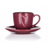 Banquet šálek + podšálek 260ml HEART BORDO keramický