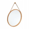 okrúhle nástenné zrkadlo ZAVESENÉ NA POPRUHU, 38cm (okrúhle závesné bambusové zrkadlo, 38 cm, na remienku)