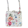 Malá kožená kvetovaná celozipsová crossbody kabelka biela
