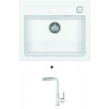 Alveus ATROX 30 SET kuchynský granit. drez so sifón. 59x50 + batéria SIROS - White/Chróm ATROX30G11+SIROS11