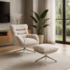 Otočné kreslo PASADENA s podnožkou, krémové