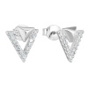 Strieborné náušnice kôstky so zirkónom biely trojuholník 11081.1
