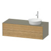 DURAVIT White Tulip závesná skrinka pod umývadlo na dosku vpravo, 2 zásuvky, 1300 x 550 x 408 mm, dub prírodný masív/kameňovo šedá vysoký lesk, WT4987RH5H2
