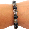 Pánsky náramok Onyx + Achát tibetský + Drak - 20–21 cm