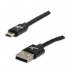 Kábel USB (2.0), USB A M- USB micro B M, 2m, 480 Mb/s, 5V/1A, čierny, Logo, box, nylónové opletenie