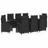 Zahradní jídelní sada 9 pcs Černá 190 x 90 x 75 cm polyratan 3422305