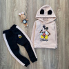 Teplaková súprava - Detské tracksuit City Kids Veľkosť 98 béžová, čierna (Detské športové stopy Mickey Mouse 98)