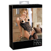 Abierta Fina - Iskrivé čipkované body s otvorom (čierne) - 85C/L