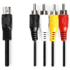 NEDIS redukční audio kabel DIN/ 5pin zástrčka DIN - 4× zástrčka RCA/ černý/ bulk/ 1m CAGL20400BK10
