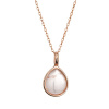 Pozlátený náhrdelník s pravým ruženínom 12156.3 rose gold