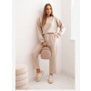Kesi Włoski Komplet dámsky z viskózy s ozdobným motívom a nohavicami béžový