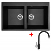 Granitový drez Sinks AMANDA 860 DUO Metalblack + batéria VITALIA GR