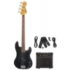 VINTAGE V40 COASTER BASS GUITAR PACK - GLOSS BLACK