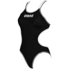 Arena One Womens Double Cross Back Swimsuit Black White 6 (2XS)