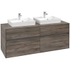 VILLEROY & BOCH Collaro závesná skrinka pod dve umývadlá na dosku, 4 zásuvky, 1400 x 500 x 548 mm, Stone Oak, C07600RK