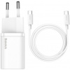 Baseus Super Si 1C, rýchlo nabíjačka 25W + kábel USB-C 3A 1m, biela TZCCSUP-L02