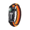 Oranžovo čierny paracord náramok – nožík, píšťalka, kompas, kresadlo