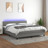 vidaXL Posteľ boxsping s matracom a LED tmavosivá 180x200 cm látka - Sivá - 107105-207230