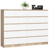 Komoda K160 10SZ CLP dub sonoma / biela