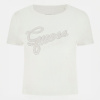 Dámske Tričko s krátkym rukávom GUESS SS CN GUESS STUDS SCRIPT TEE W6RI22KA0H1-G011 – Biela