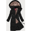 Dámska dlhá čierna zimná bunda s kožušinovou podšívkou (2m-011) odstíny černé XXL (44)