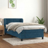 Box spring postel s matrací tmavě modrá 90x200 cm samet 3127473