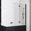 SANSWISS SOLINO BLACK SOLB2 100cm pravá vaňová zástena dvojdielna otváracia, profil čierny - 07 – sklo číre