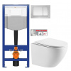 CERSANIT predstenový inštalačný systém s tlačidlom chrom K97-509 + WC INVENA LIMNOS WITH SOFT se sedlem RIMLESS K97-526 509 LI1