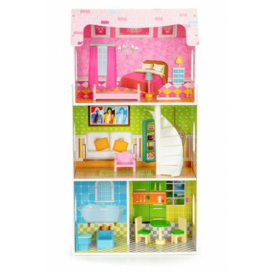 Drevený domček pre bábiky ECO TOYS - Rezidencia mätová ECO TOYS