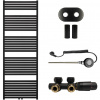 CERANO - Kúpeľňový radiátorový set Vincenzo - kombinované vykurovanie, wifi tyč - stredové pripojenie 50 mm - 800W - čierna matná - 1690x600 mm