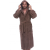 Pánský froté župan s kapucí, bavlna, hnědý, silná gramáž, kapsy 1ZF3082 hnědá XL + První výměna zboží zdarma.