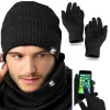 Pánska sada čiapka+nákrčník/šál/komín+rukavice bavlna ČIERNA