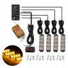 4x STROBE LED SVETLO ORANŽOVÉ POMOCNÉ ODŤAHOVACIE VOZIDLÁ 12-24V ROOSTER S DIAĽKOVÝM OVLÁDANÍM